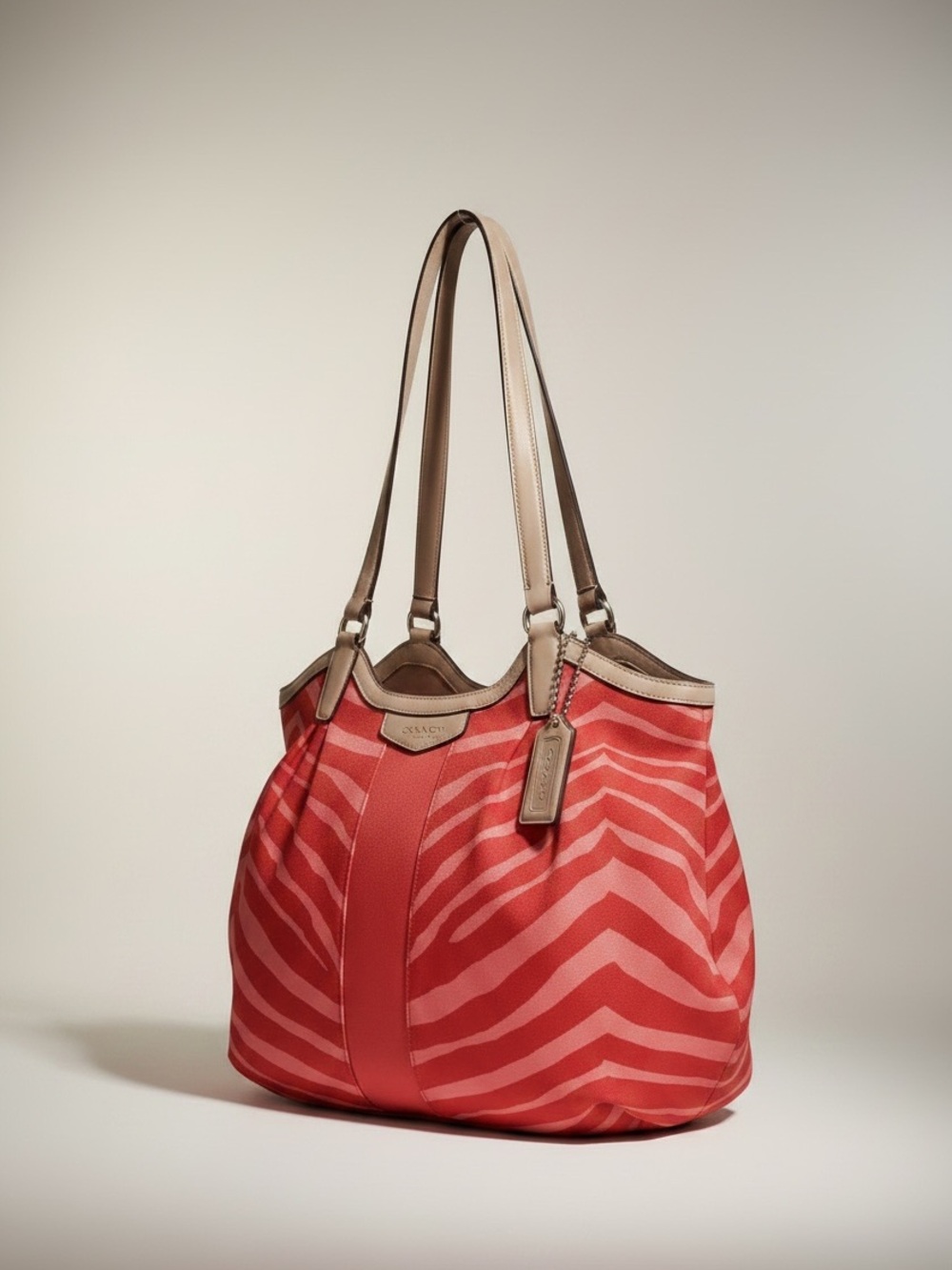 ✨Coach Devin Zebra Print Shoulder Bag F24022 Red Coral Jacquard Tote Rare - Picture 12 of 12